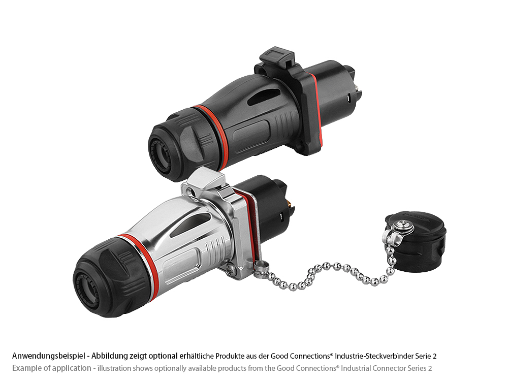 Industrial Connector S2 - Power (3-pin) plug, screw connection, metal, M24, IP67, Good Connections®