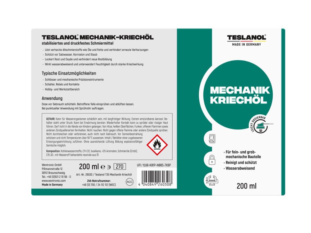 Teslanol® Mechanik-Kriechöl-Spray, 200 ml