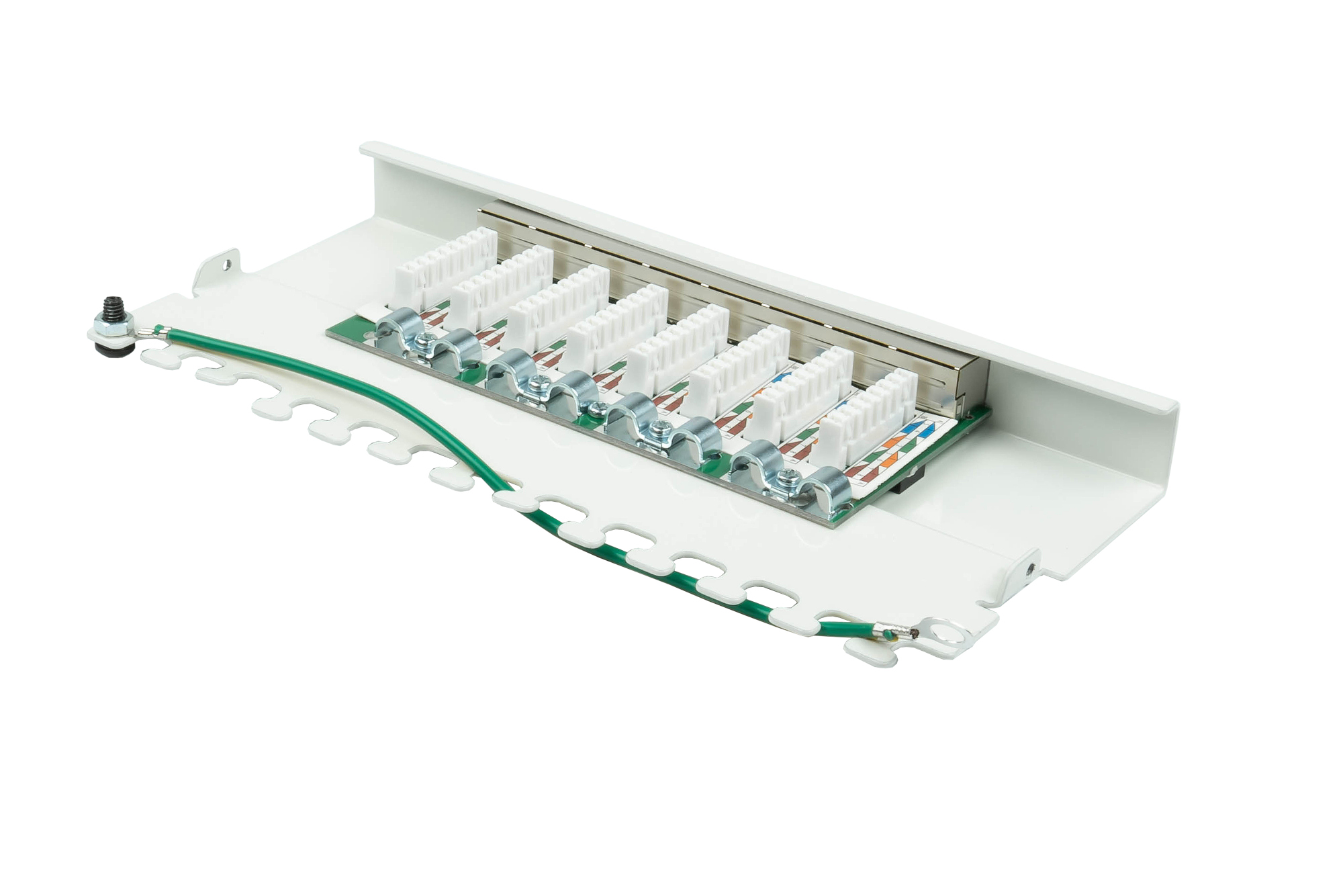 Patch Panel Desktop Cat. 6, 8-port, 0,5 U, STP shielded, toolless opening, pure white (RAL9010), Good Connections®