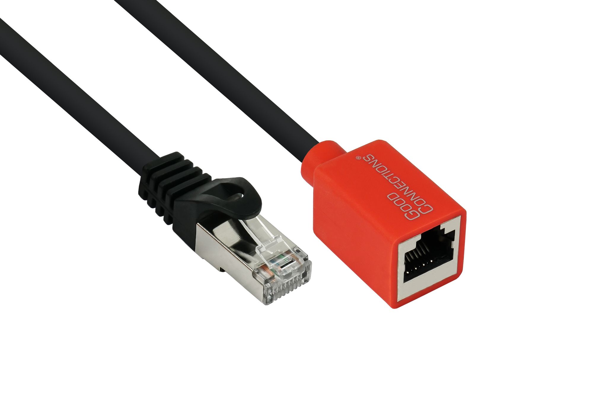 Geräteschutzadapter für RJ45-Anschlüsse (Break-Away-Adapter), schwarz, 20cm, Good Connections®