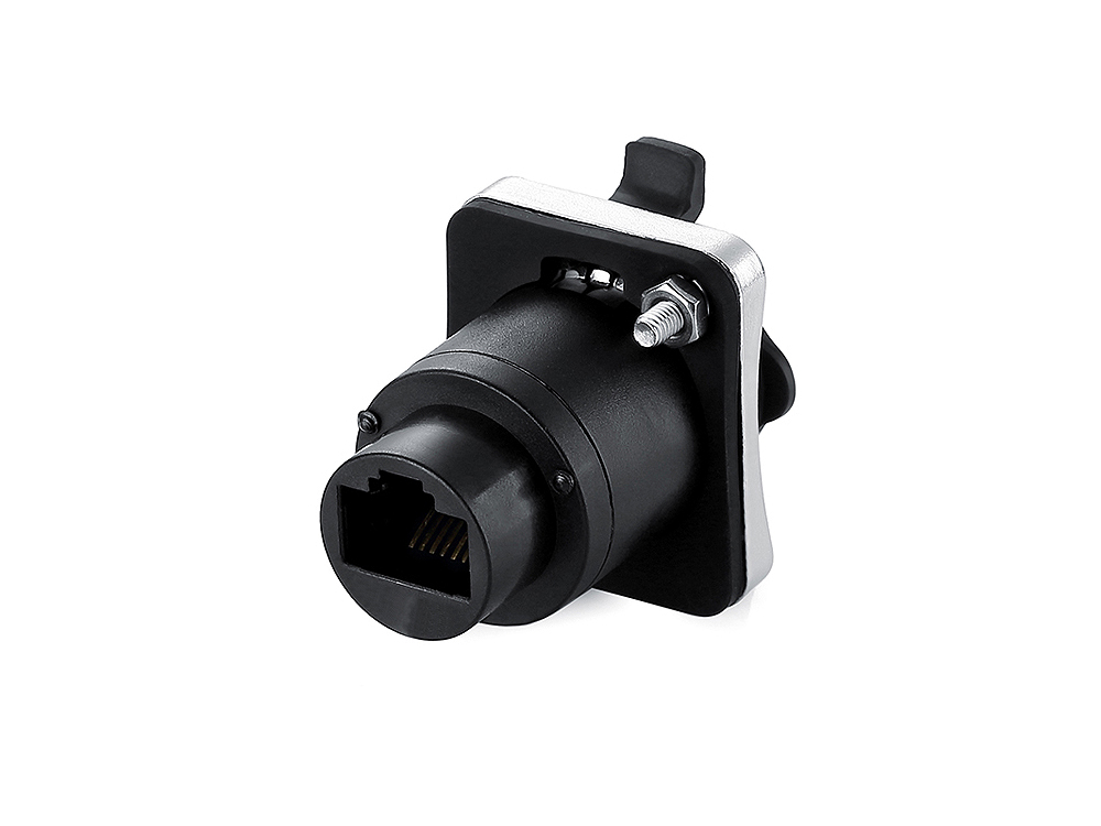 Industrial connector S6 - RJ45 feed-through coupling with click lock, RJ45 socket on both sides, metal, M24, Good Connections®