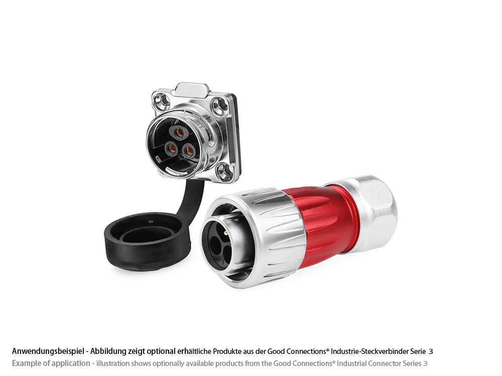 Industrial Connector S3 - Power (3-pin) Plug with cable gland, solder termination, metal, M20, bayonet, IP65/67, Good Connections®