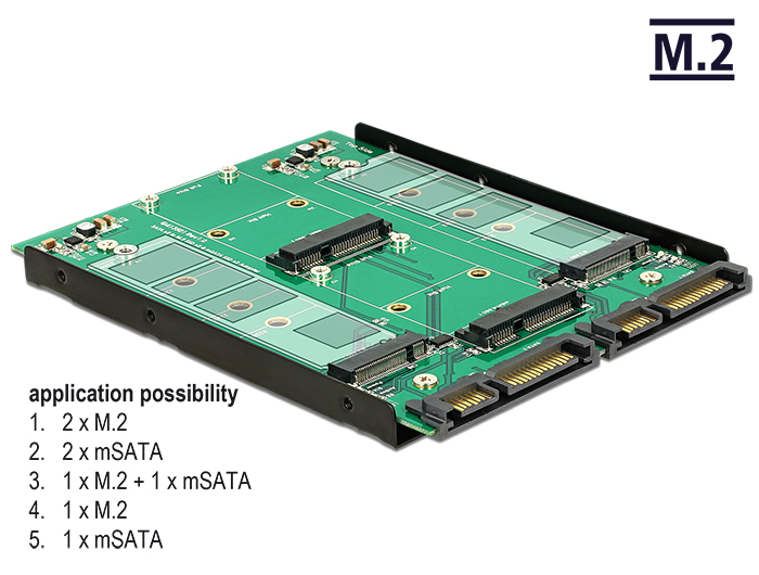 3.5" Konverter 2x SATA 22 Pin an Dualport 2x M.2 / 2x mSATA, Delock® [62946]