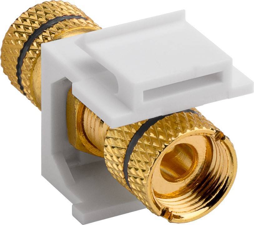 KeyStone Modul, Polklemme schwarz an Gewindebuchse schwarz, vergoldet, Gehäuse weiß