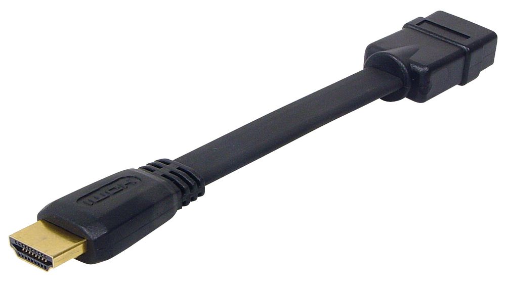 HDMI Adapterflachkabel Stecker auf Buchse, vergoldete Kontakte, ca. 16 cm