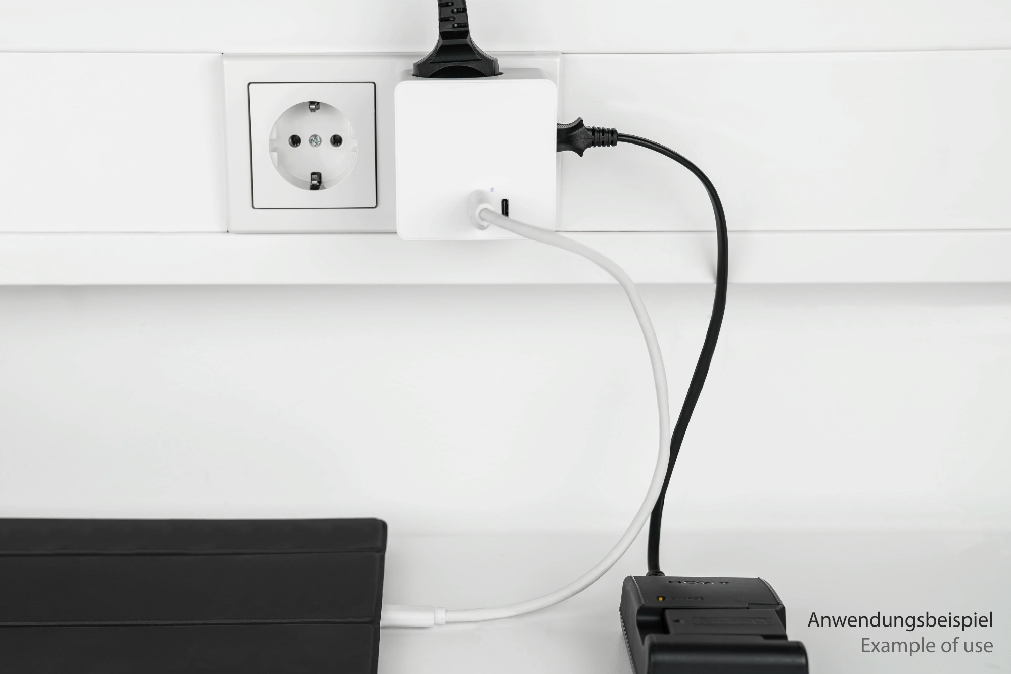 Steckdosenwürfel mit 3x Schutzkontakt-Buchse, USB-C™ (20W, PD 3.0) und USB-A Buchse (18W), weiß