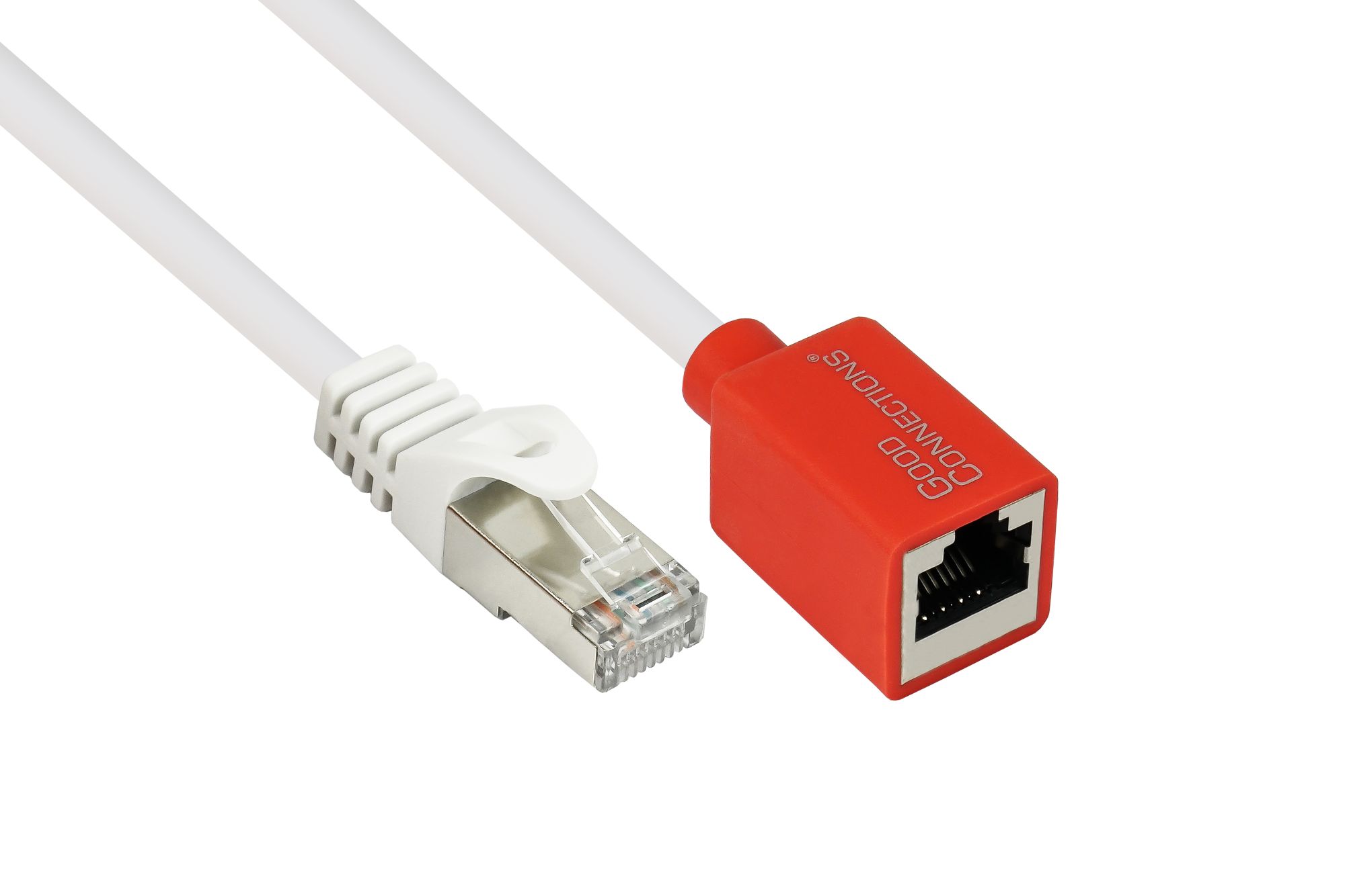 Geräteschutzadapter für RJ45-Anschlüsse (Break-Away-Adapter), weiß, 20cm, Good Connections®