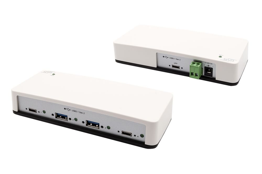 4-Port USB 3.1 Gen.2 HUB mit 2x C- und 2x A-Anschlüsse, inkl. Netzteil 12V/3A, Din-Rail-Kit und USB Kabel C-C, Exsys® [EX-1250V]