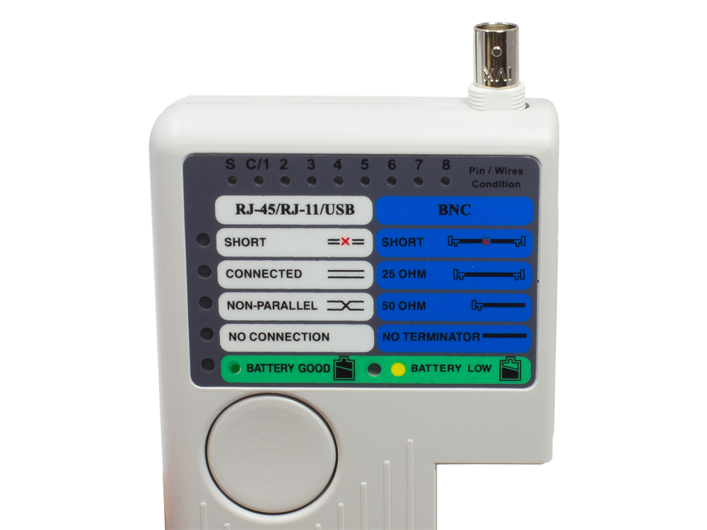Remote cable tester for RJ45, RJ11, UTP/STP/BNC/USB, Good Connections®