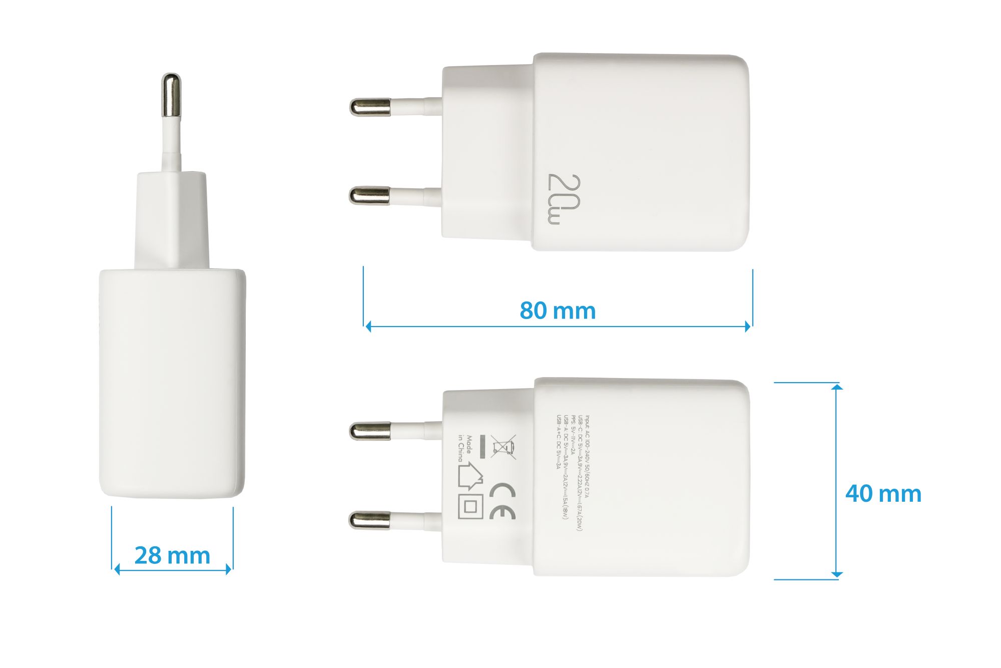USB-Schnellladegerät 20W, 2-Port (1x USB A, 1x USB C™), PPS, PD 3.0, weiß, Good Connections®