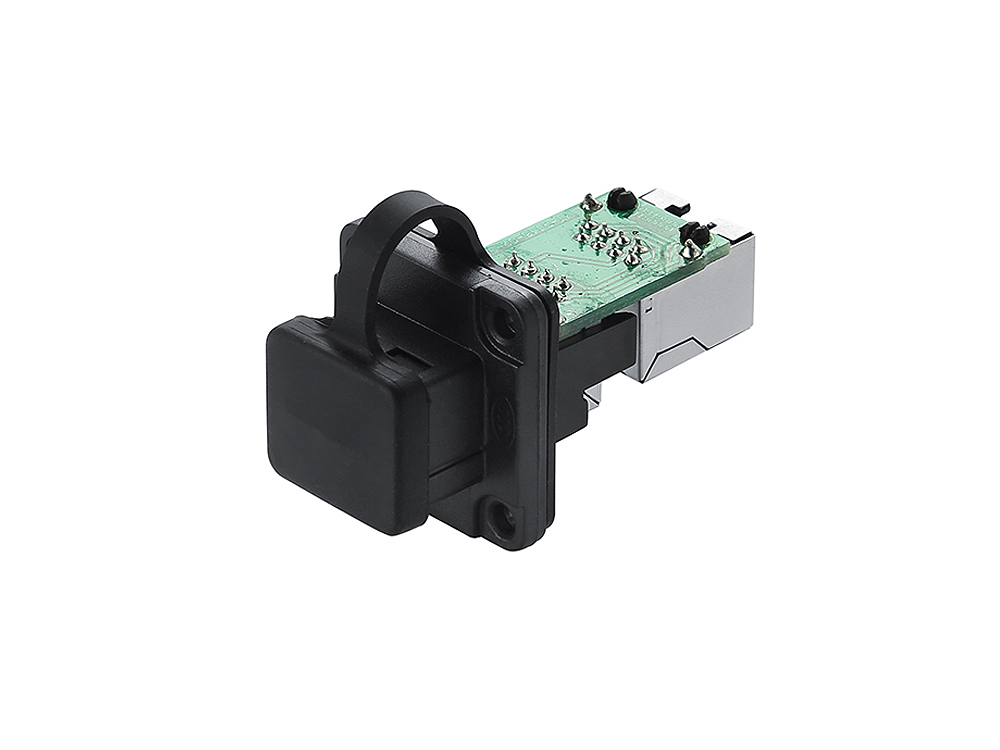 Industrial connector S6 - RJ45 feed-through coupling with PCB board / printed circuit board, RJ45 socket on both sides, Good Connections®