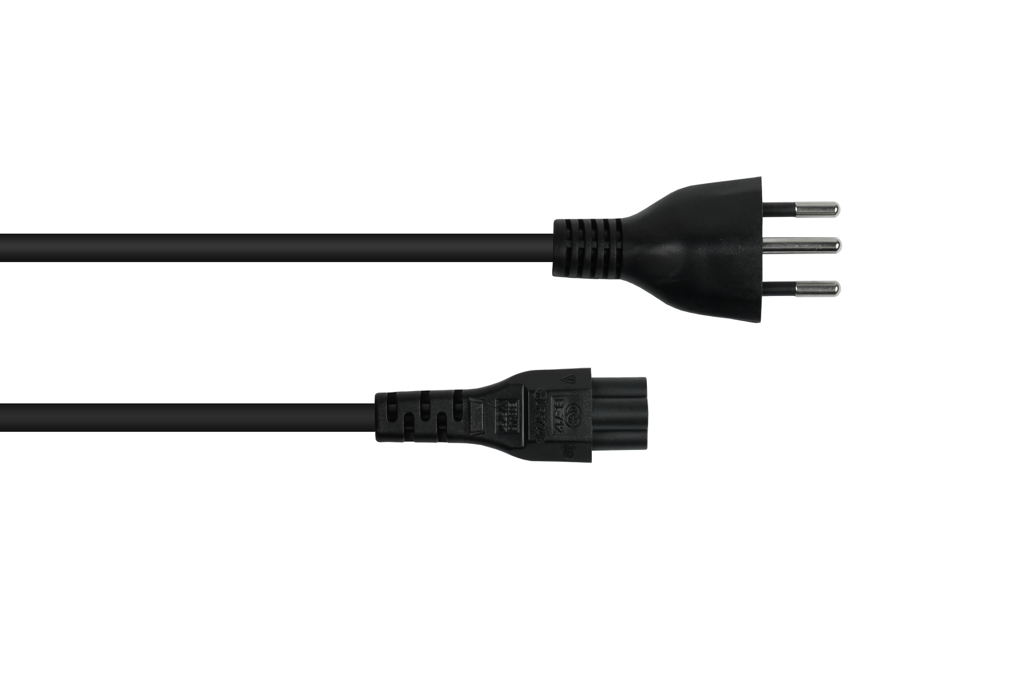 Power cable Switzerland plug type J (SEV 1011) to IEC socket C5, black, 0,75mm², 1,8m