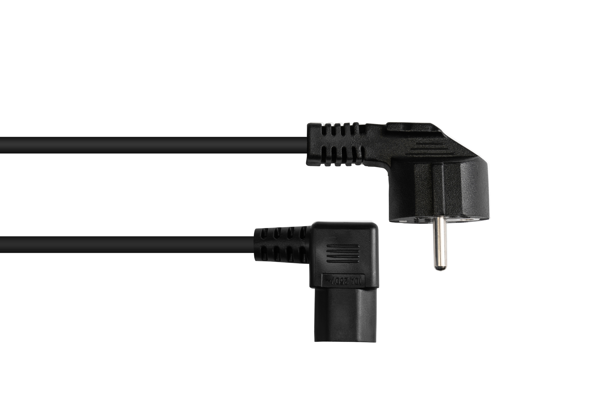 Power cord Safety-plug Typ E+F (CEE 7/7, angled) to C13 (right angled), black, 0,75 mm², 1,8 m, Good Connections®