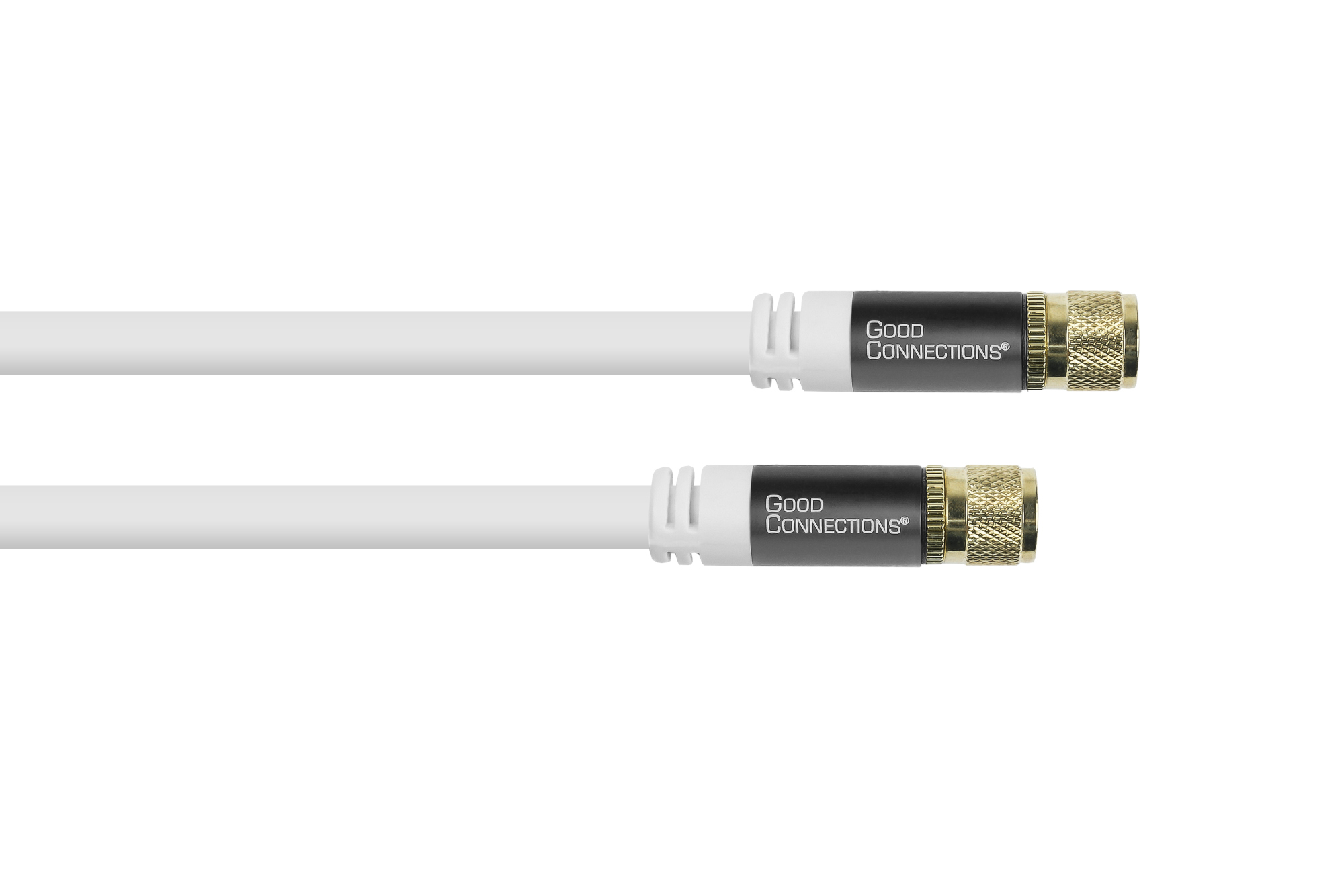 SAT antenna cable SmartFLEX, F-plug on both sides, gold-plated, fourfold shielded, shielding dimension 120dB, white, 7,5m, Good Connections®