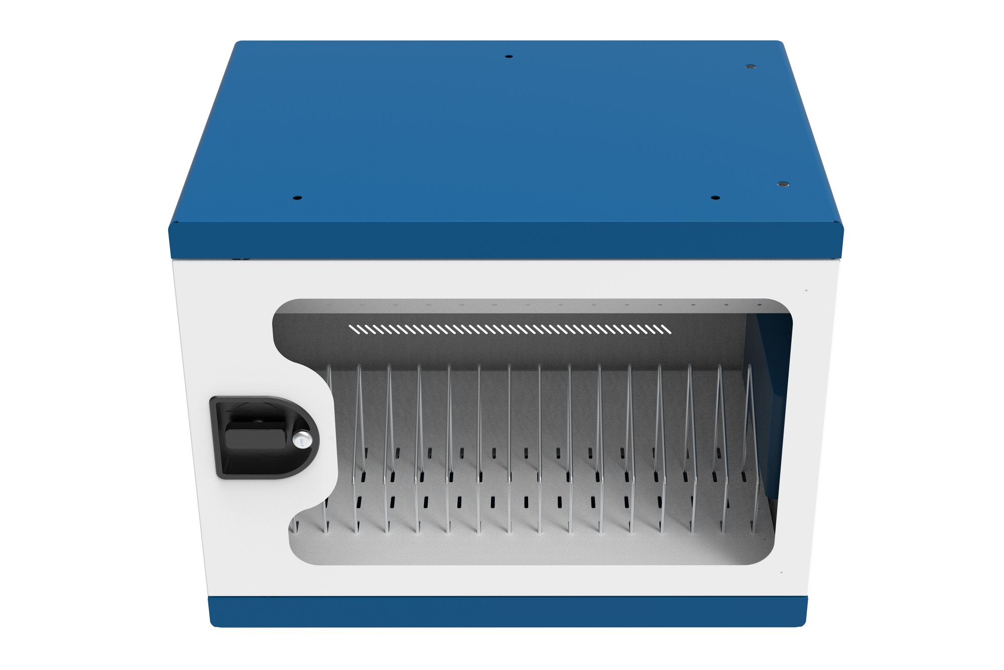 Good Connections® GEMMA N16 Notebook charging cabinet/cart for 16 devices, safety contact sockets, white/blue