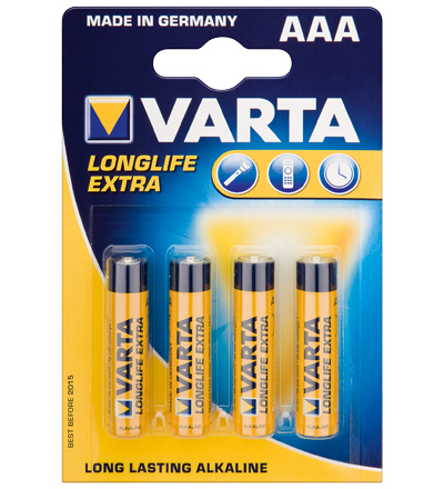 Varta® Battery (4103) Longlife (Alkali Micro) LR 03 VLL (AAA) 1,5V, 4x, Blister