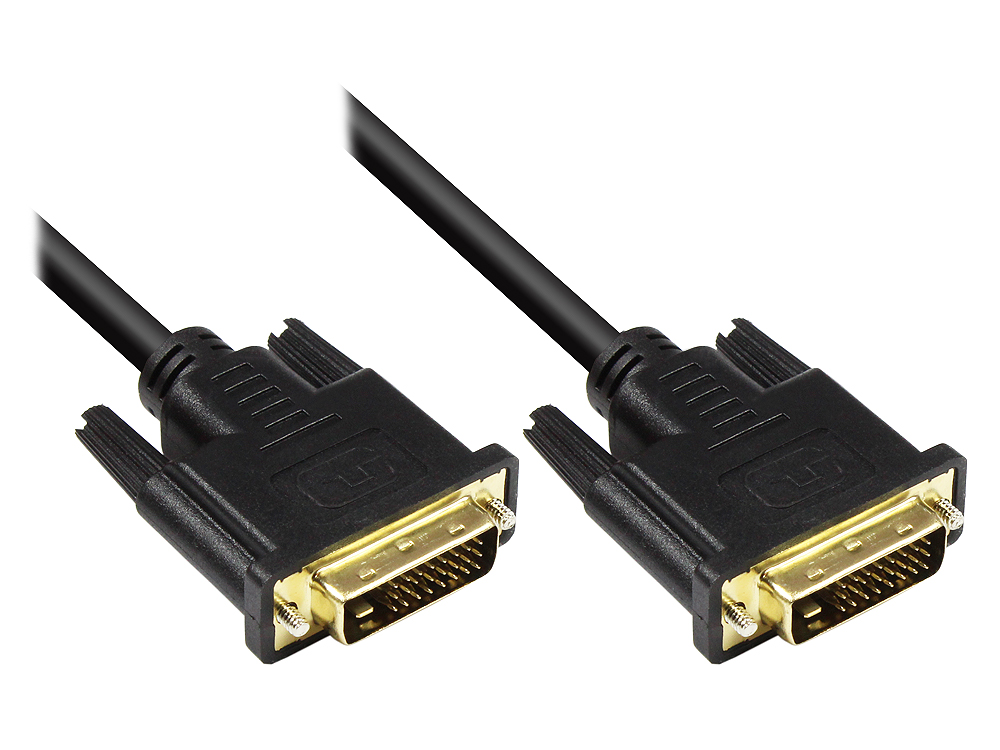 Connection cable DVI-D 24+1 plug to plug, gold-plated contacts, black, 2m, Good Connections®