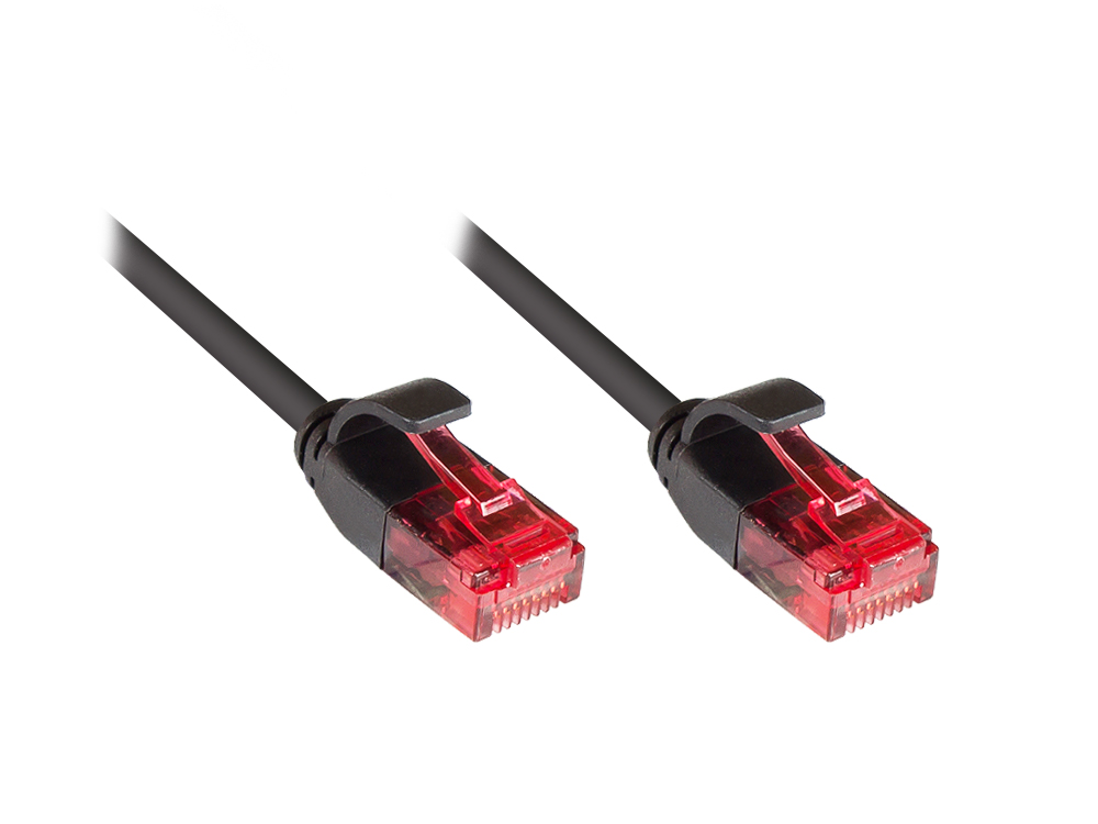 Patchkabel, Cat.6, U/UTP, SLIMLINE-KABEL, PVC, CU, 250MHz, schwarz, 7,5m, Good Connections®