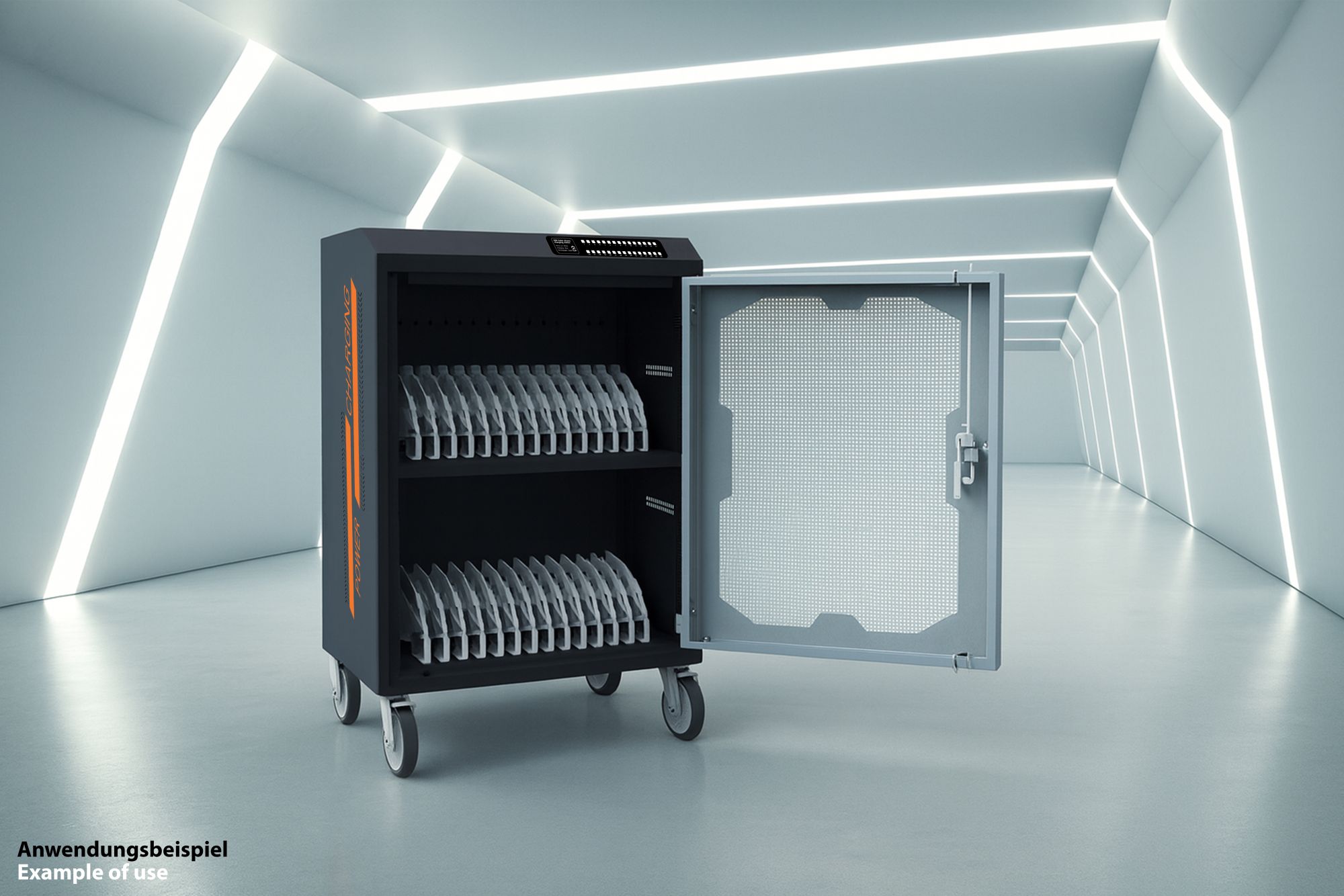 Good Connections® Charging Cart for 30 devices, USB-C™, 45W per port, PD 3.0, PPS, QC 3.0, black/grey