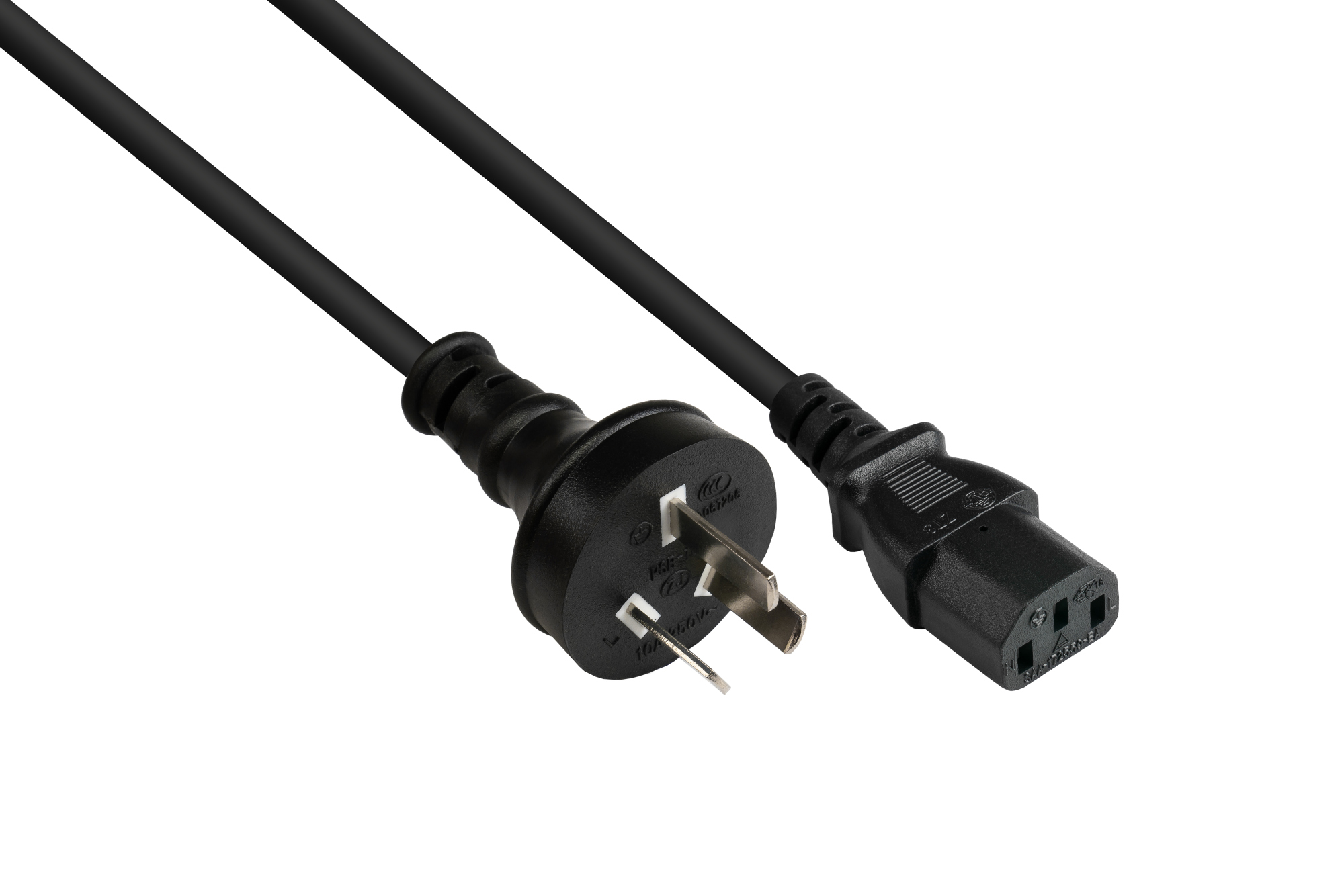 Power cord China Typ I plug to C13 (straight), CCC, black, 0,75 mm², 1,8 m, Good Connections®