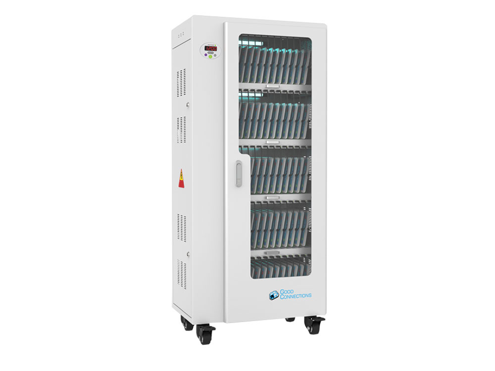 Tablet charging cart for up to 65 devices, UV-C disinfection, Smart Control, grey, Good Connections®