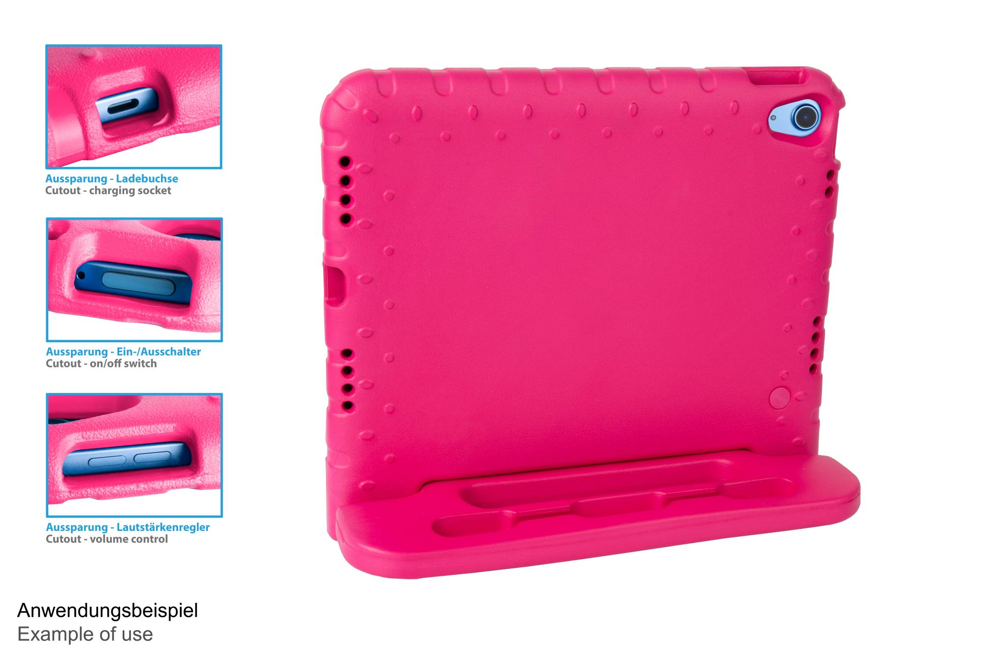 IPad 10.9" (10th gen.) tablet protective case with kickstand, magenta, Good Connections®