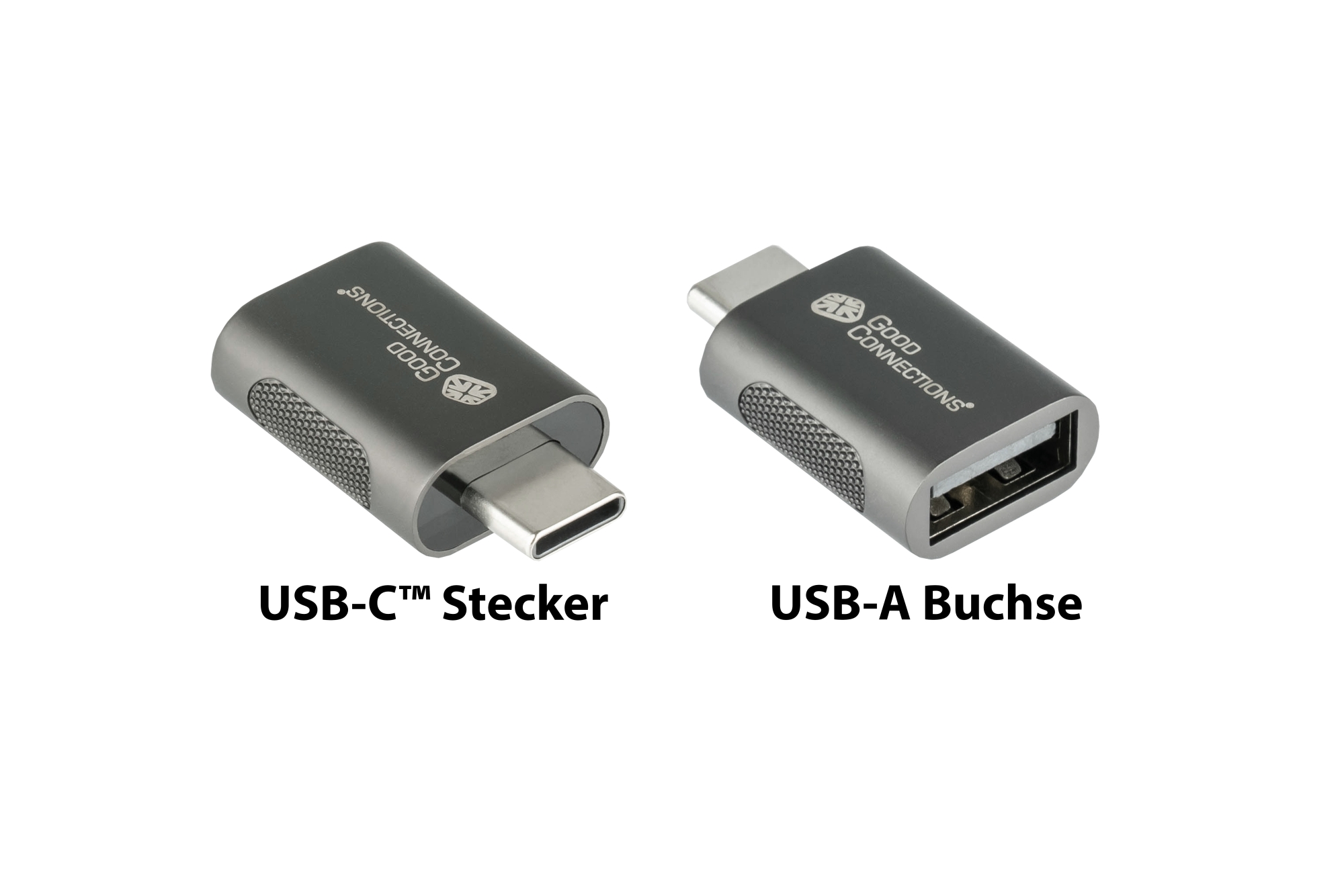 Adapter USB 3.2 Gen.1 / USB 3.0 plug C™ to USB-A socket, galvanized metal housing, anthracite, Good Connections®