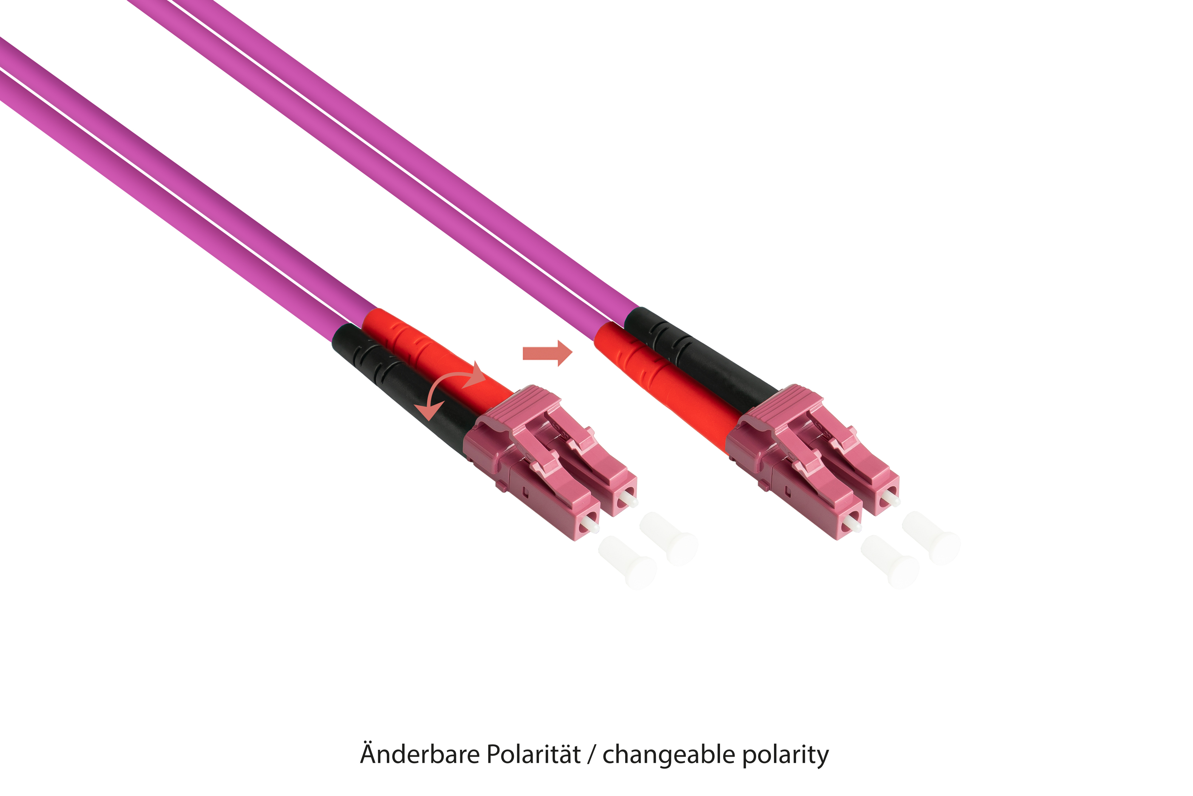 Patch cable LWL Duplex OM4 (Multimode, 50/125) LC/SC, LSZH, exchangeable polarity, 1m, Good Connections®