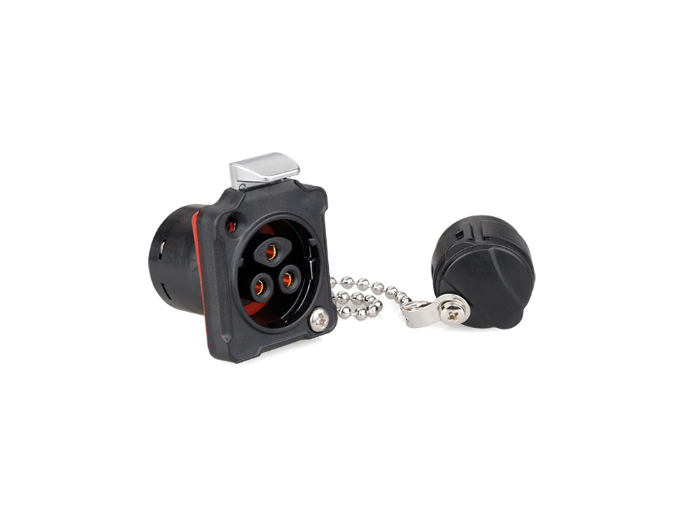 Industrial Connector S2 - Power (3-pin) feed-through coupling with locking device and flange, screw connection, M24, IP67, Good Connections®