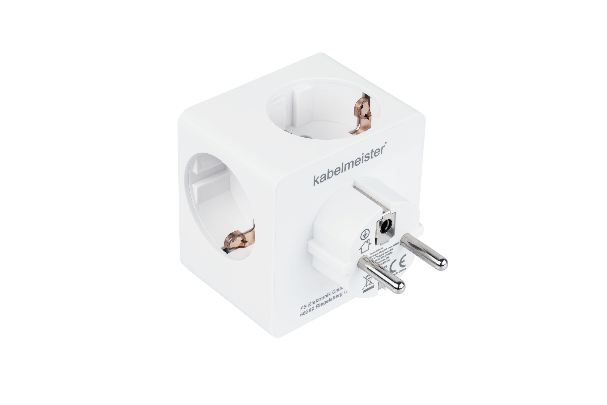 Steckdosenwürfel mit 3x Schutzkontakt-Buchse, USB-C™ (20W, PD 3.0) und USB-A Buchse (18W), weiß