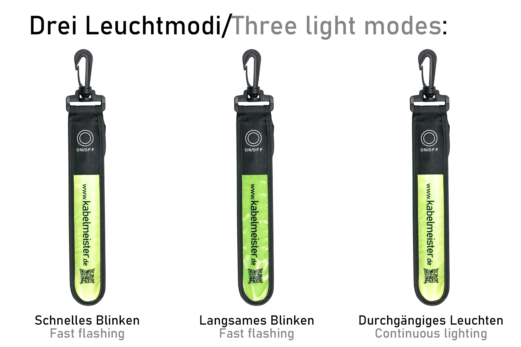 kabelmeister@ LED Leuchtband mit Befestigungshaken 4er-Set, blau und grün/gelb
