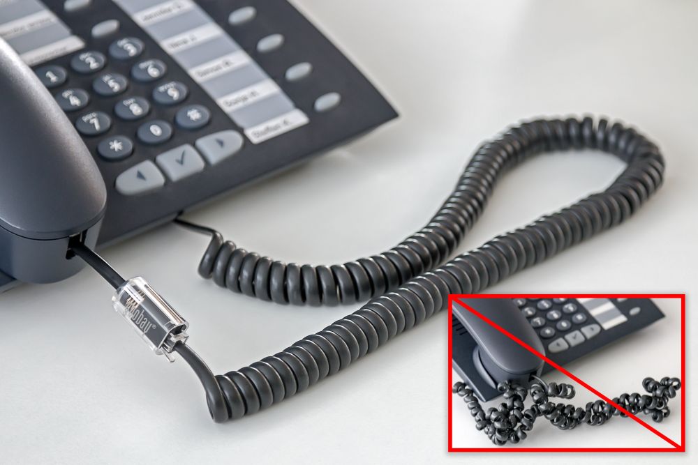 Telefonhörerkabel-Entwirrer, transparent-schwarz, Kabellänge 0,03m