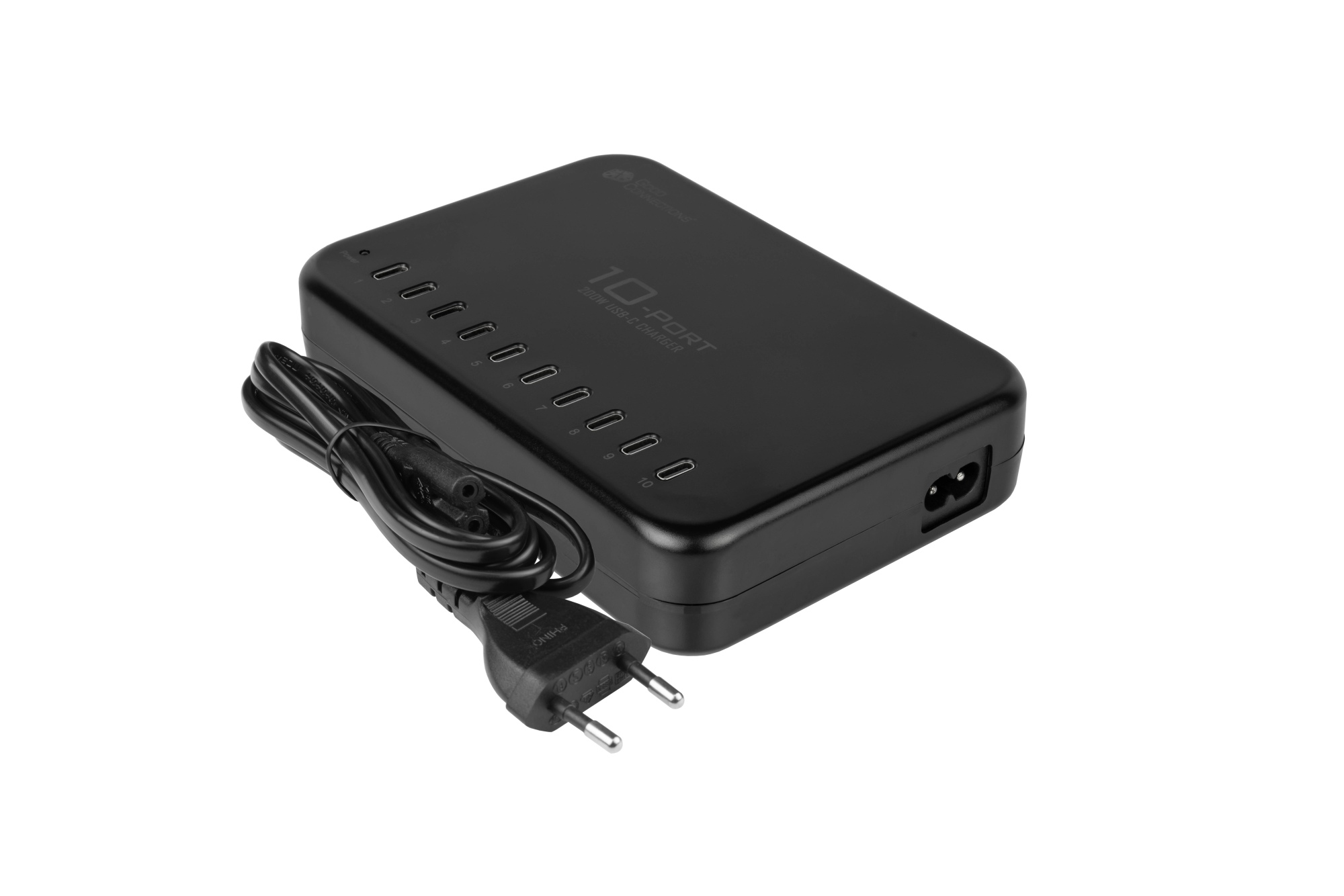 USB desktop fast charging station 200W, 10-port (10x USB-C™), black, Good Connections®