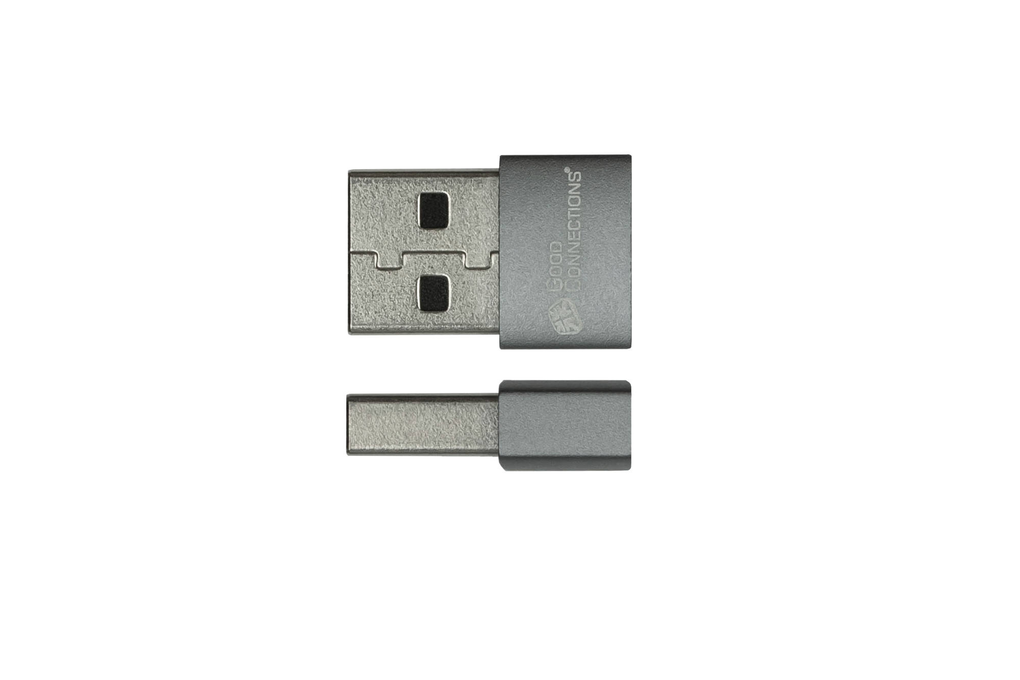 Adapter USB 2.0 plug A to USB-C™ socket, aluminum housing, grey, set of 3, Good Connections®