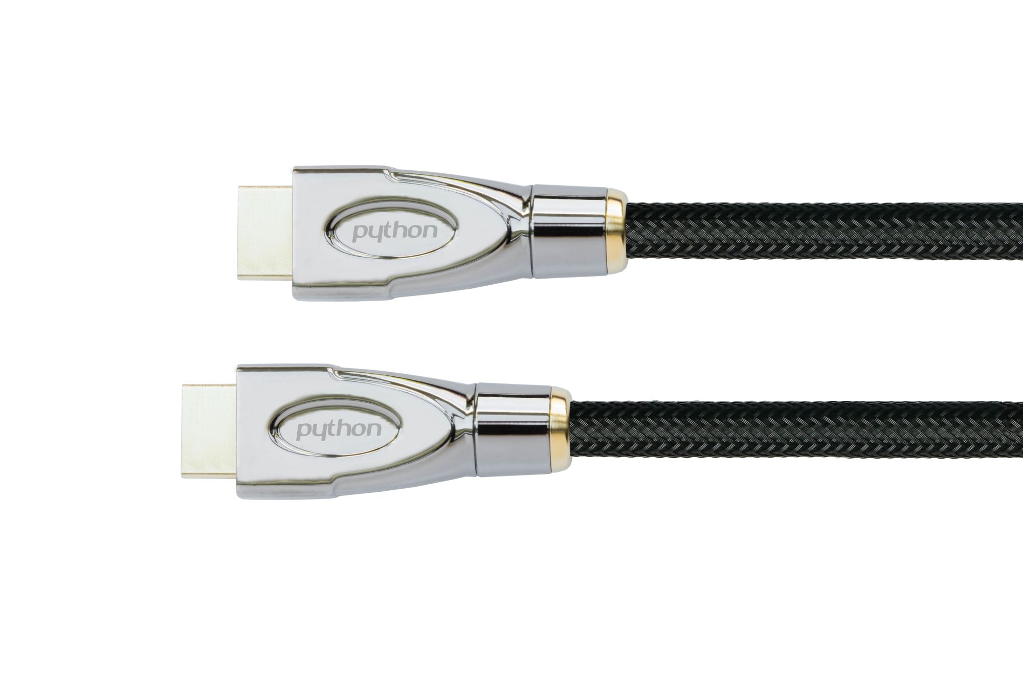 Ultra-high-speed HDMI® 2.1 cable, 8K UHD-2 / 4K UHD, all-metal plugs, CU, nylon mesh, black, 2m, PYTON® Series