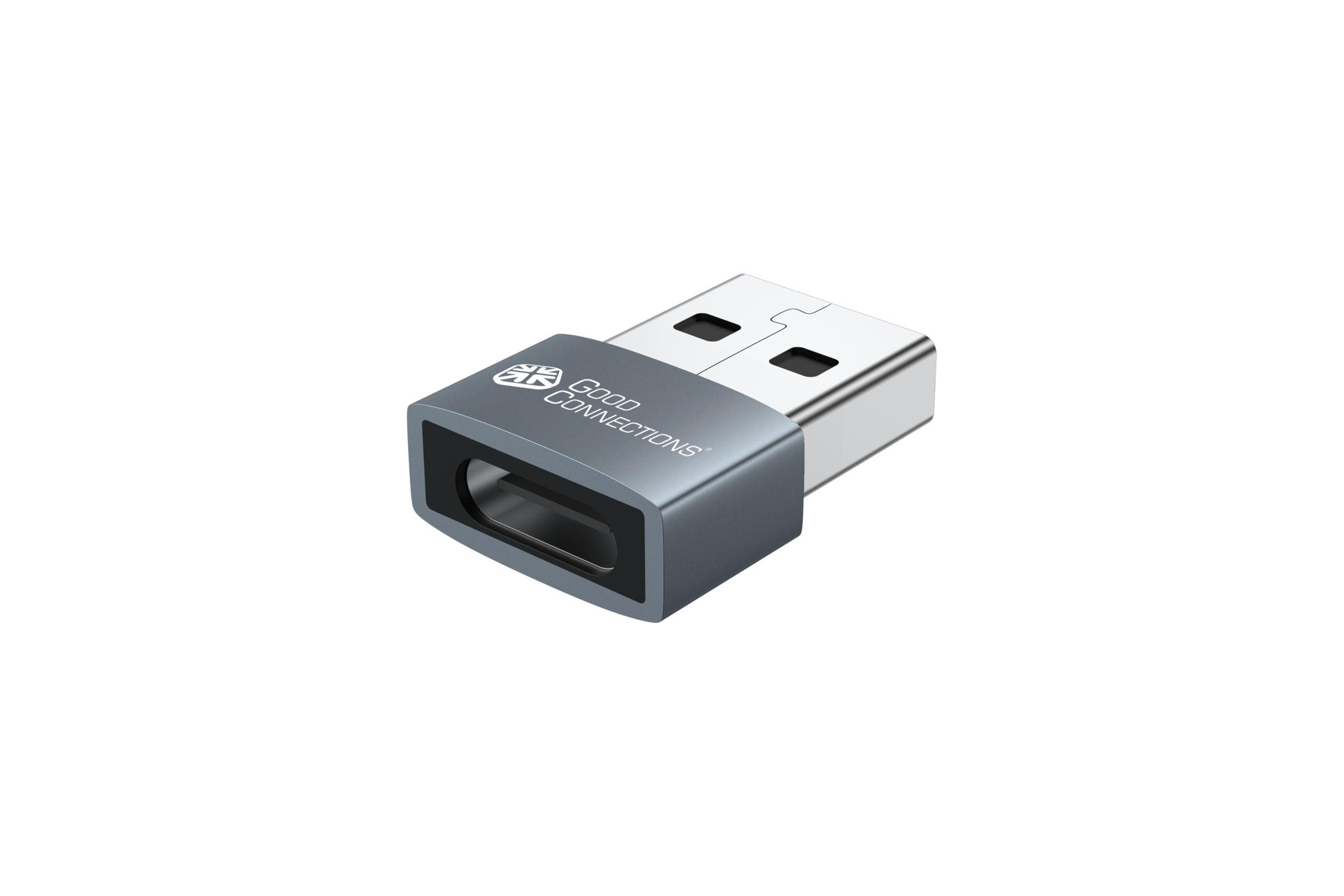 Adapter USB 2.0 plug A to USB-C™ socket, aluminum housing, grey, set of 2, Good Connections®