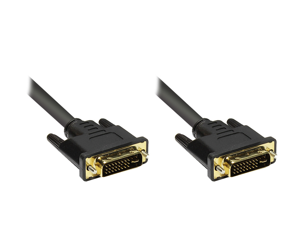 Anschlusskabel DVI-I 24+5 Stecker an Stecker, vergoldete Stecker, schwarz, 3m, Good Connections®