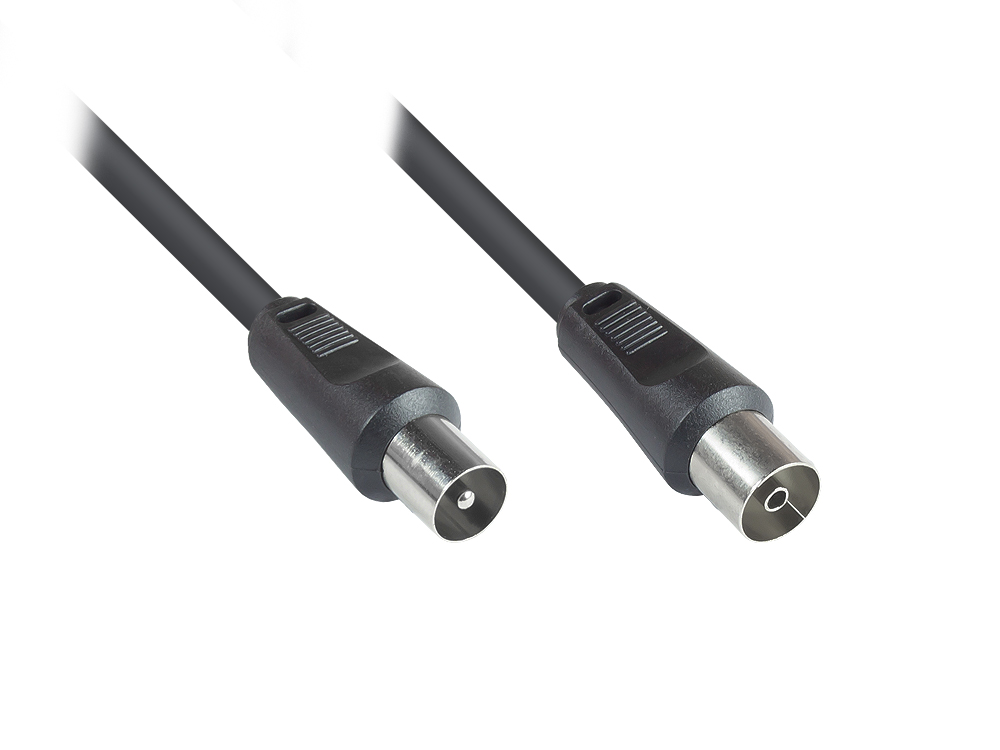 Antennenkabel, Koax/IEC Stecker an Buchse (vernickelt), 2x geschirmt (