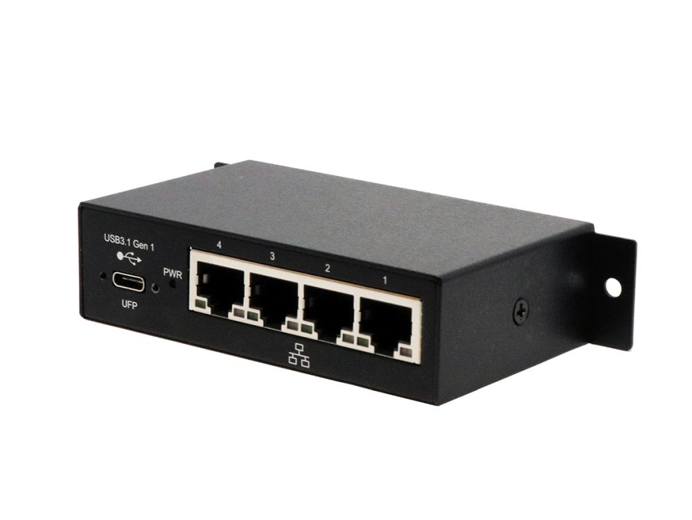 USB 3.0/3.1 (Gen.1) zu 4x Ethernet 1Gigabit LAN, Metall Gehäuse, inkl. USB C-Kabel, Adapter EX-47990 und Din-Rail Kit, Exsys® [EX-1330M]