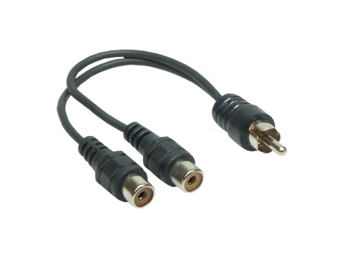 Audio Adapterkabel 1 x Cinch St an 2 x Cinch Bu, ca. 0,2m