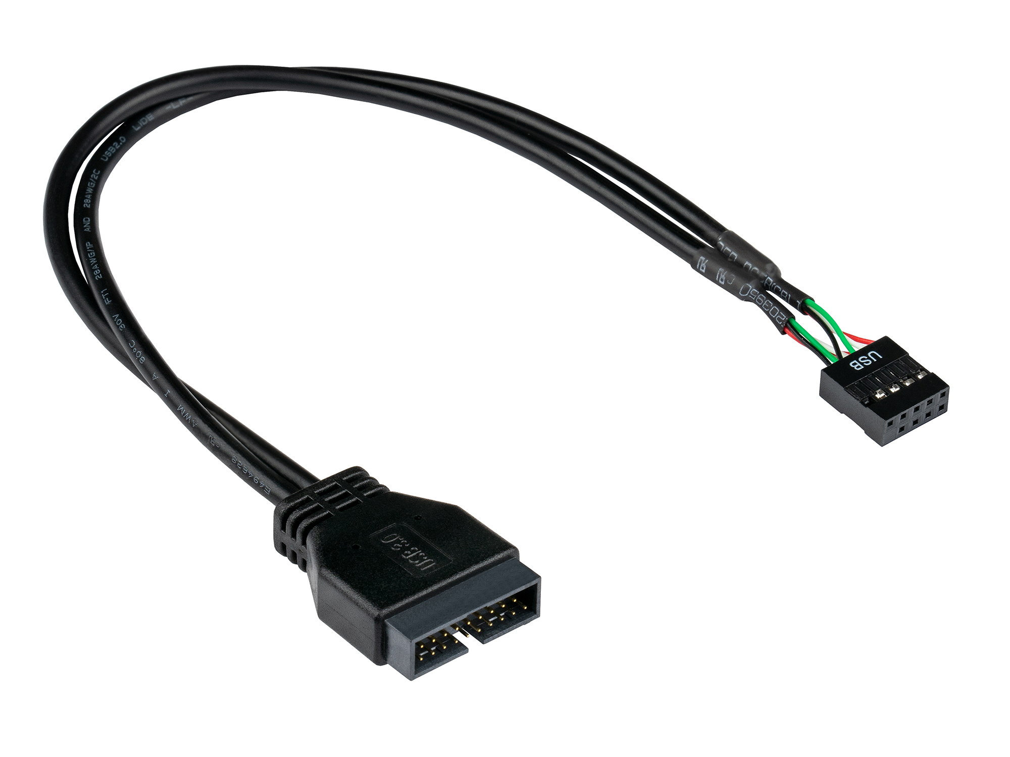 Adapter intern USB 3.0 Pin-Header Stecker an USB 2.0 Pin-Header Buchse, schwarz, 0,6m, Good Connections®