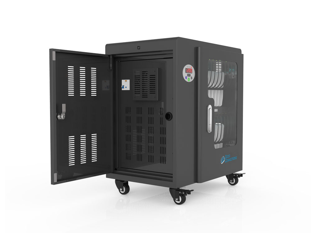 Tablet charging cart for up to 20 devices, UV-C disinfection, Smart Control, black, Good Connections®