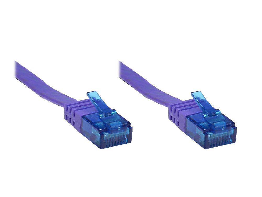 Patchkabel, Cat. 6a, U/UTP, FLACHKABEL, 500 MHz, violett, 0,5m, Good Connections®