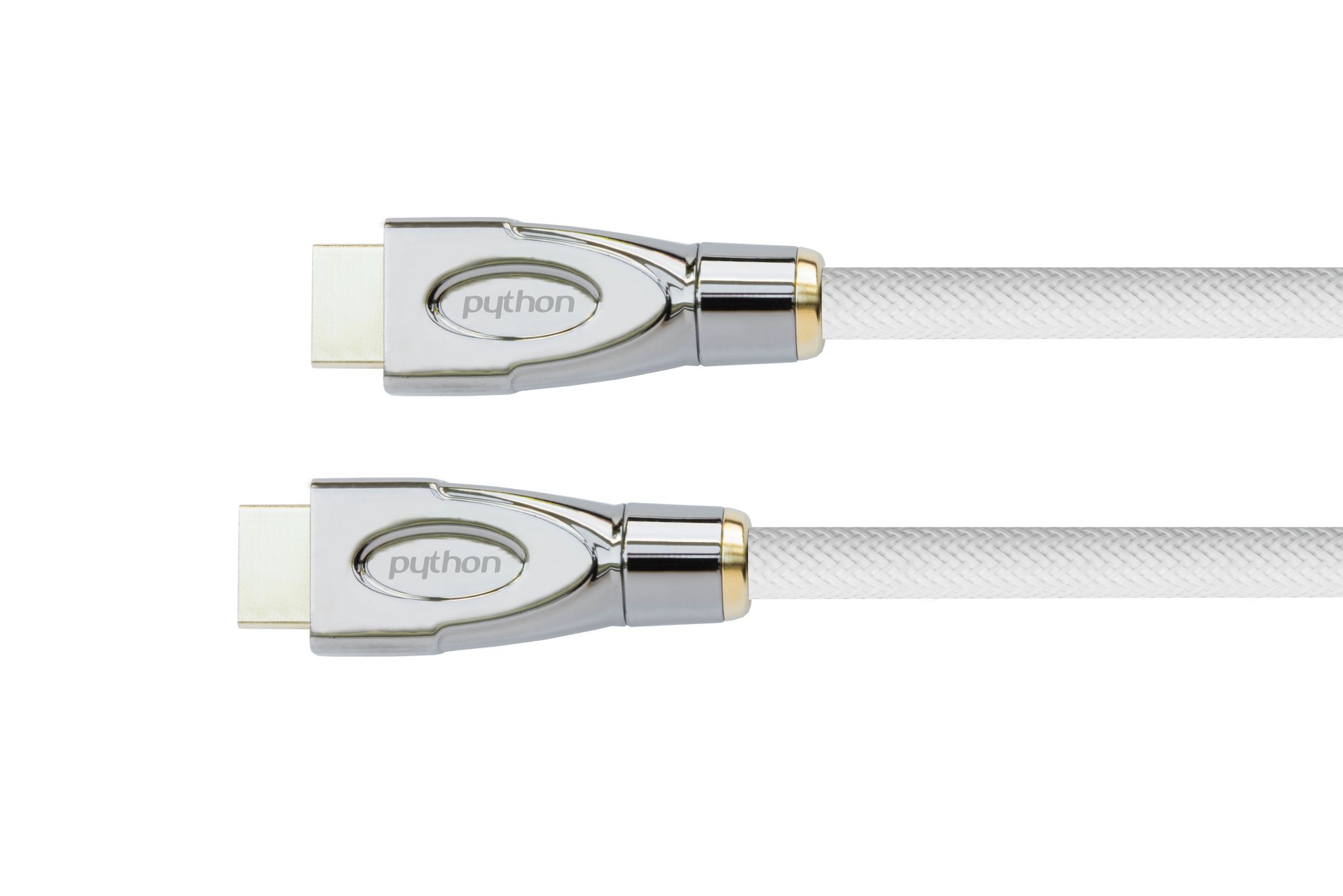 Connection cable HDMI® 2.0 cable 4K2K / UHD 60Hz, 24K gold-plated contacts, OFC, nylon braided white, 3m, PYTHON® Series