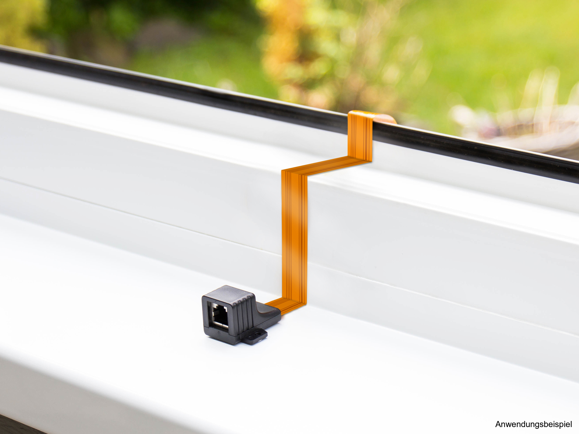 RJ45 window feed-through High-Quality, transparent, total length incl. sockets 25cm, flexible length 18cm, Good Connections®