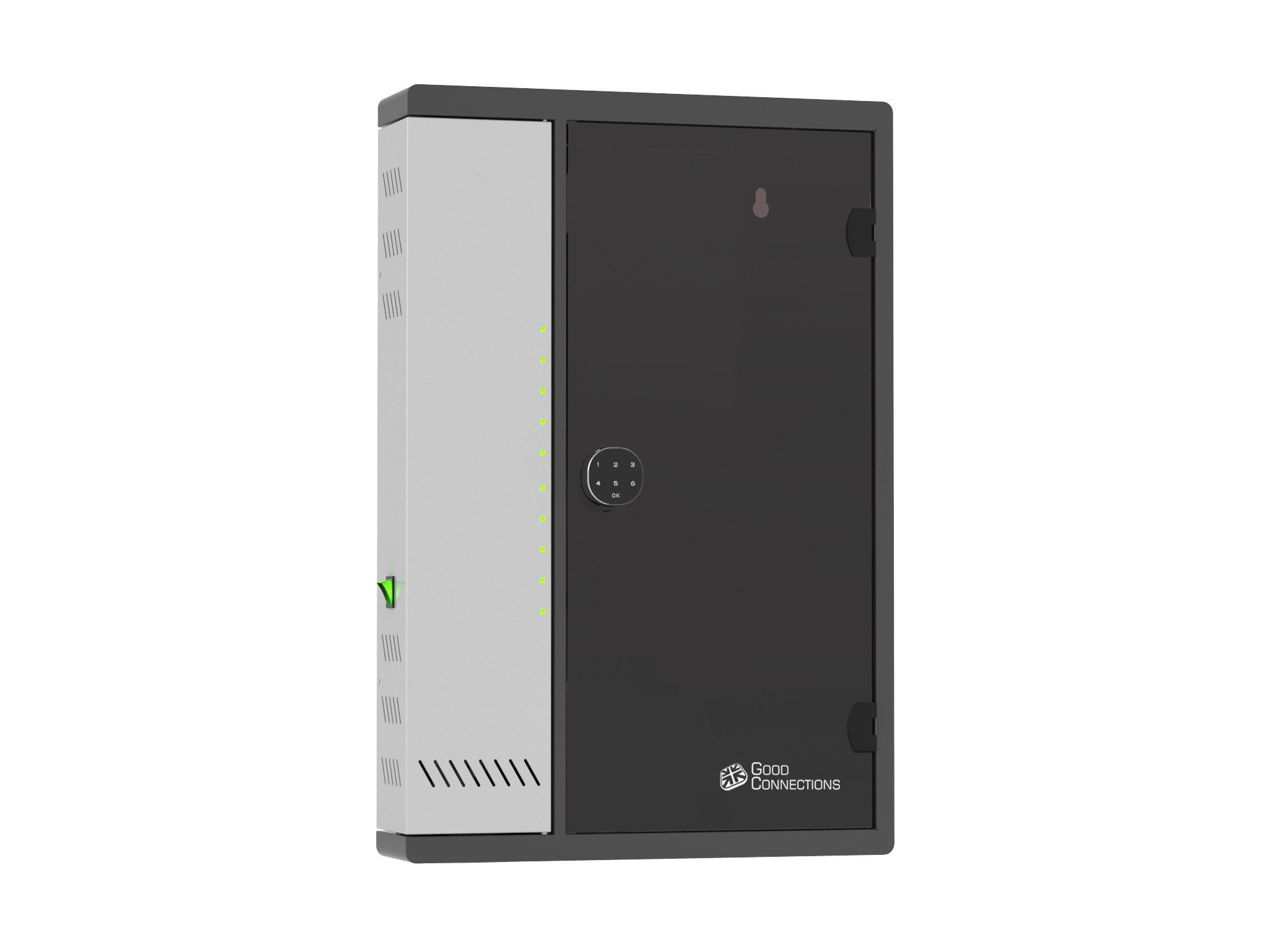 Wall-mounted charging cabinet for 10 devices