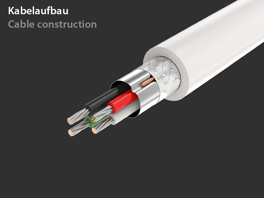 Industrial Connector S4 - USB 2.0 cable, plug A to mounting panel socket A, cable gland on both sides, bayonet, IP67, black, 1m, Good Connections®