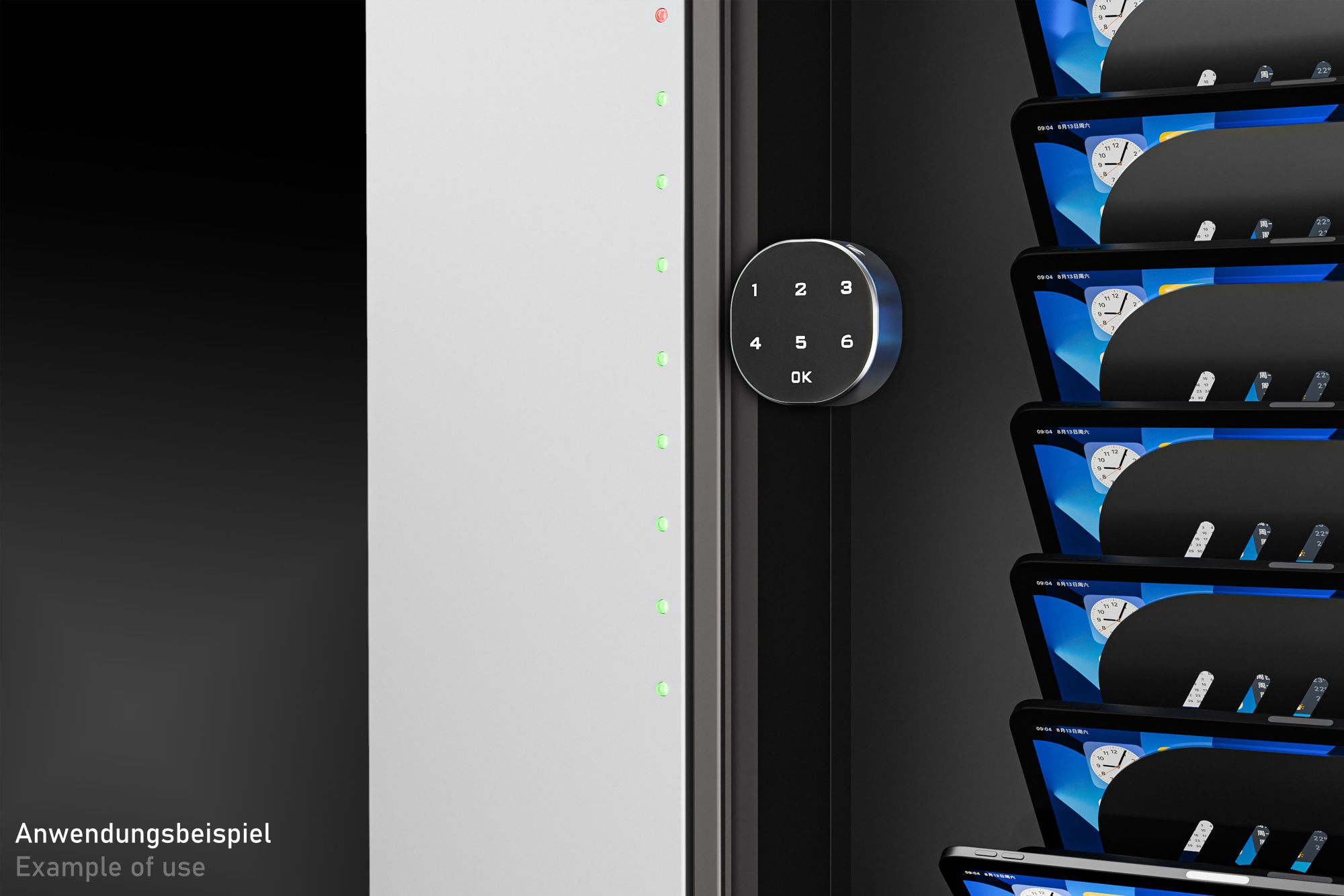 Wall-mounted charging cabinet for 10 devices