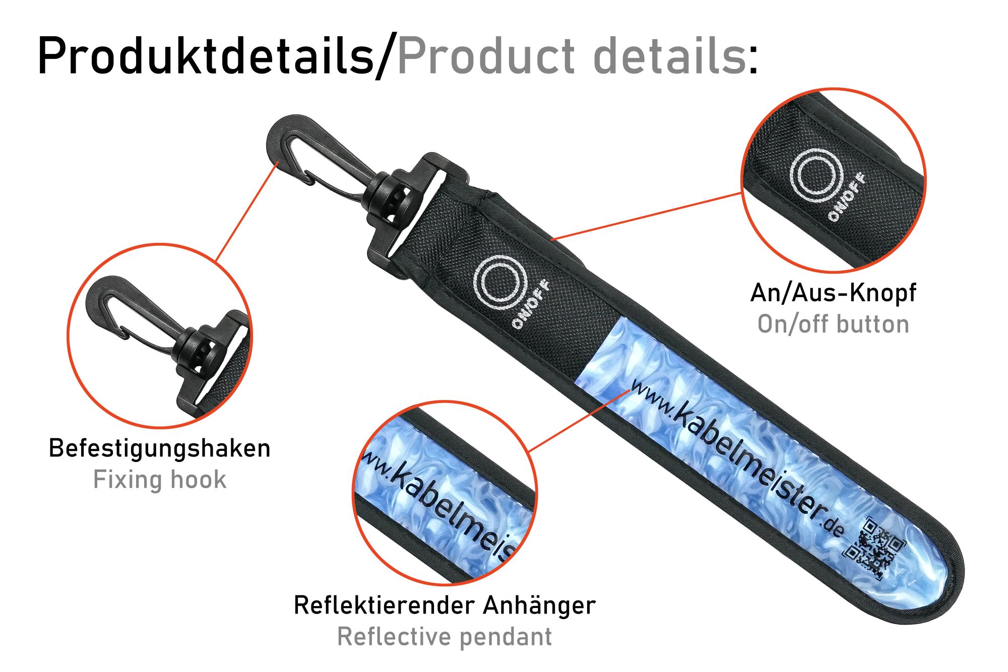 LED Leuchtband mit Befestigungshaken, blau