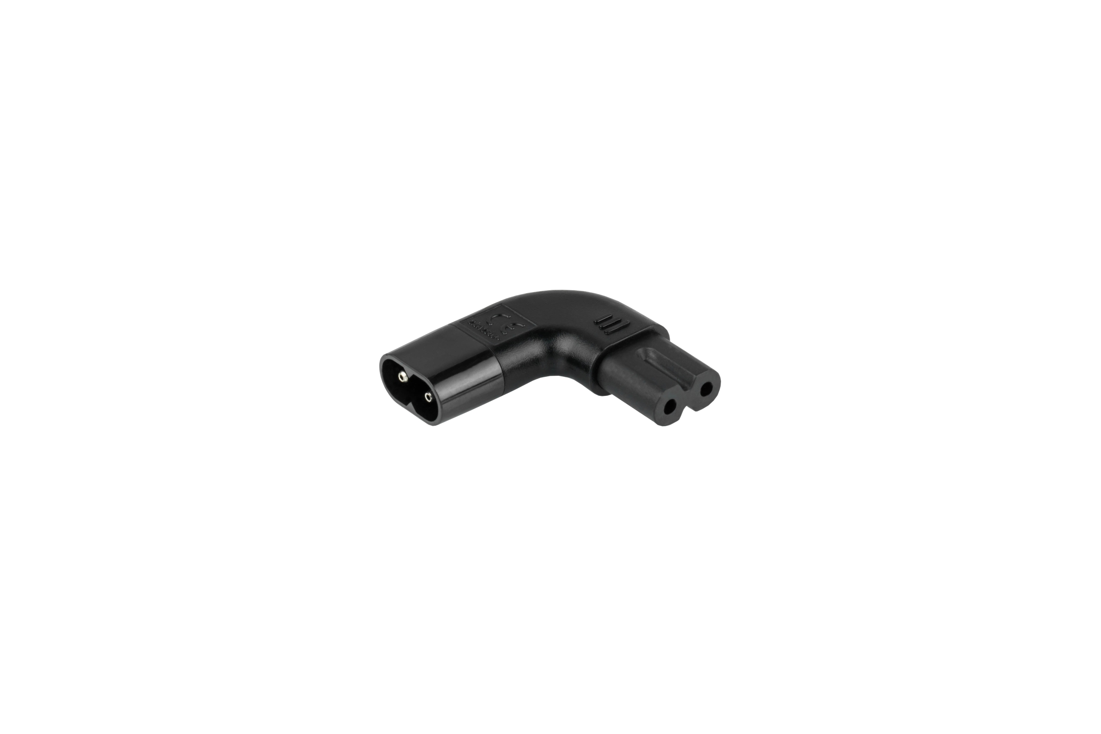 kabelmeister® power adapter plug C8 to C7/Euro 8 socket, angled left/right, black